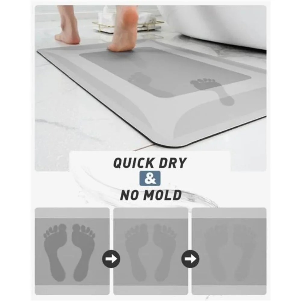 Bath Rug-Quick Dry Absorbent Rubber Backed Thin Bathroom Rugs Fit Under Door